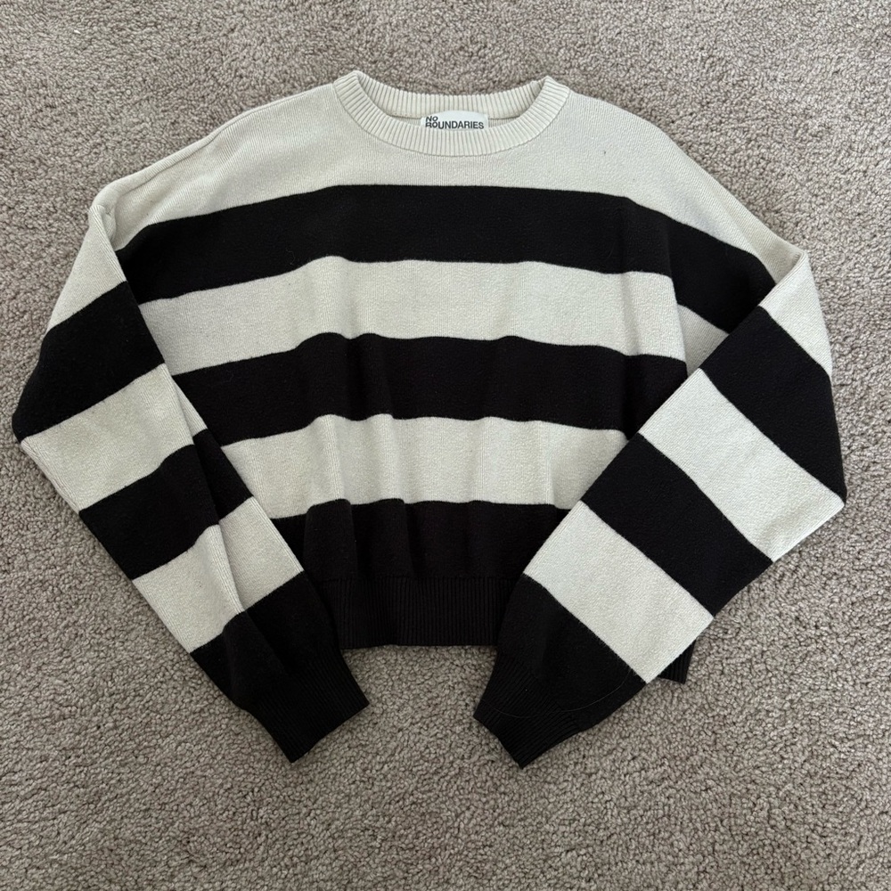 No Boundaries Black and White Striped Sweater